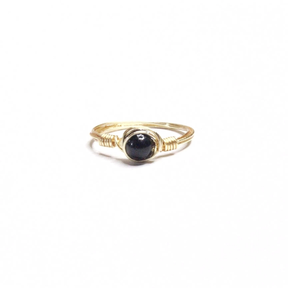 Handmade Wire Wrapped Black and Gold Ring